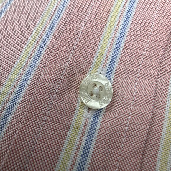 Brooks Brothers Shirt Mens XL Pink Striped Woven Oxford Cloth Supima Button Down - Picture 13 of 16
